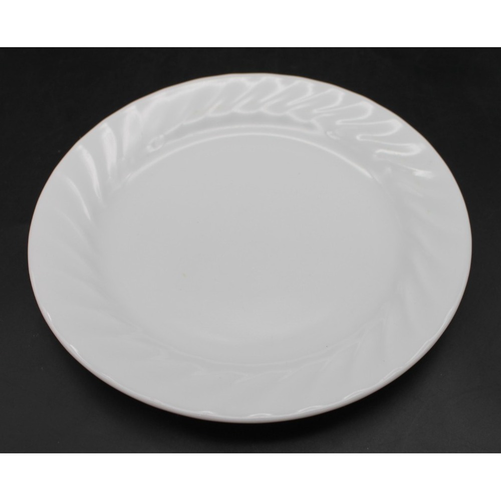 Corelle Enhancements Swirl White Salad Plate 7 1/8" Embossed USA Vitrelle Glass